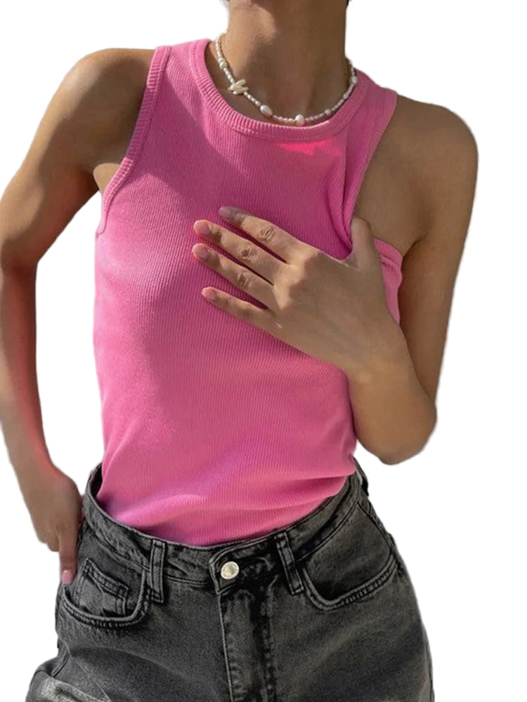 Pink minimalist undershirt displaying flattering body-hugging silhouette

