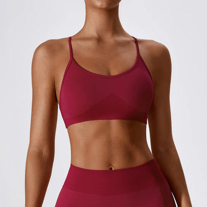 Women's yoga sports bra with adjustable crossback straps – soft stretch activewear
