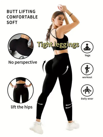 Butt lifting high waist  black leggings for women back view
