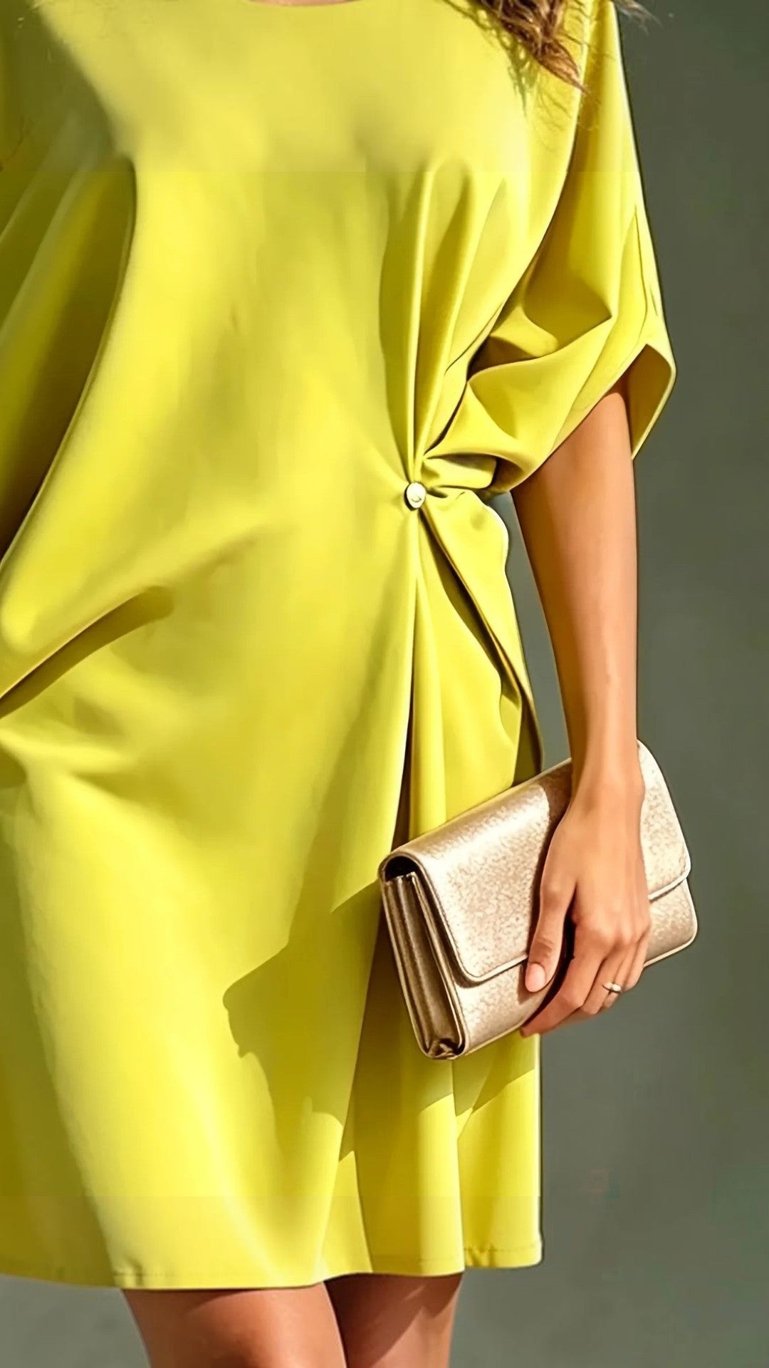 Off-shoulder empire waist maxi dress in yellow — detail view