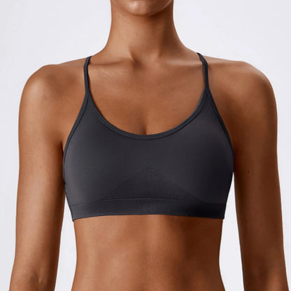 Seamless sports bra with sling straps – breathable yoga bra for women
