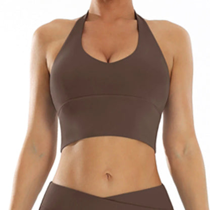 Brown sports bra  comfortable to wear at the gym and at the beach 
