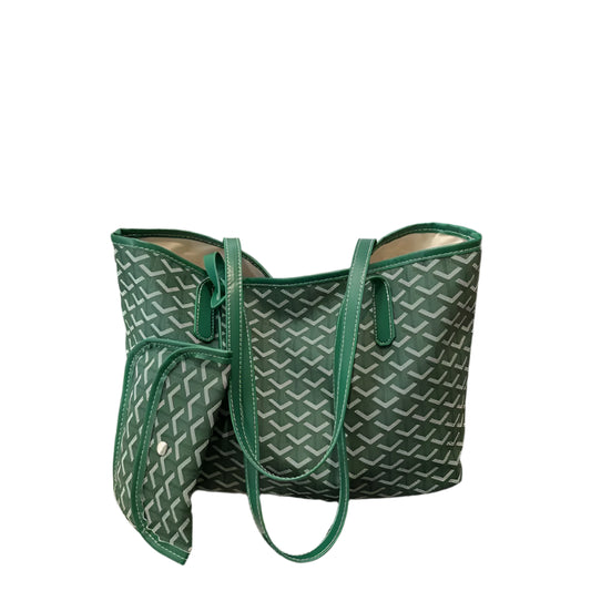 
luxury travel green bag with sheep horn design