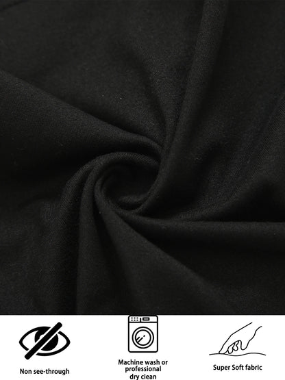 Close-up of black fabric with care label icons at the bottom