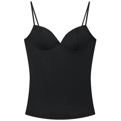 Black spaghetti strap top .