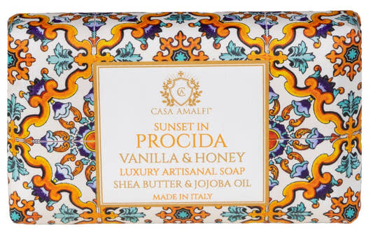Sunset in Procida Soap Vanilla Honey Organic Bar beauty soap from Uplift Luxe