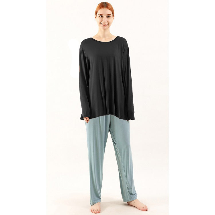 Women's bamboo home wear set plus size loose fit elastic waist loungewear

