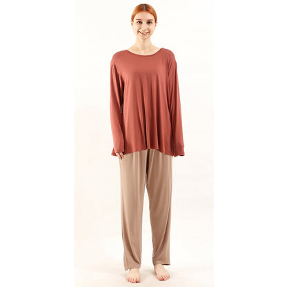 Plus size home wear women bamboo fiber elastic waist casual lounge set

