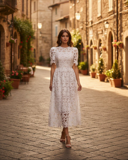 white elegant lace dress for party women
