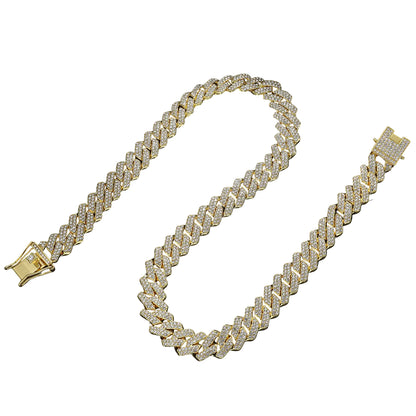 Gold chain necklace with diamond for man and woman 