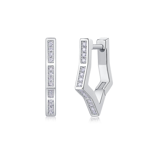 star shape Silver earrings with moissanite diamond accents 