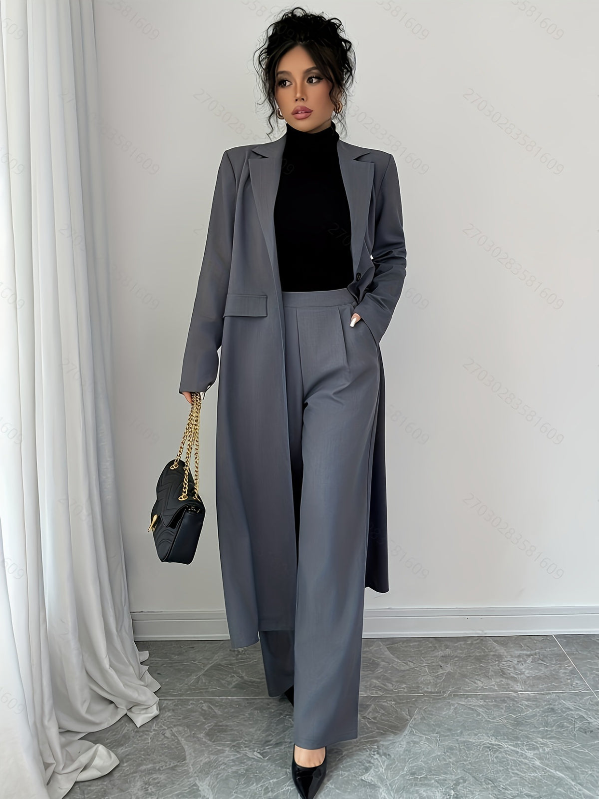 Long Trench Coat Wide-leg Pants – view 4