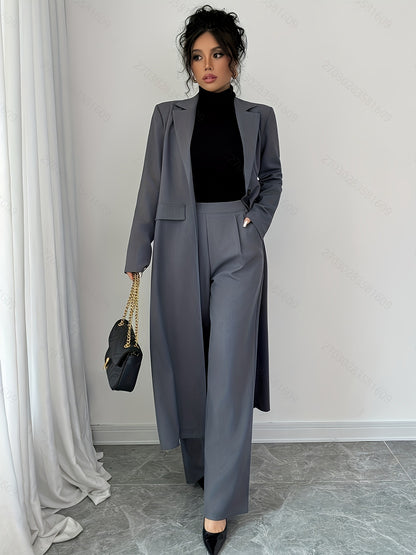 Long Tailored Coat & Wide-Leg Trouser Set