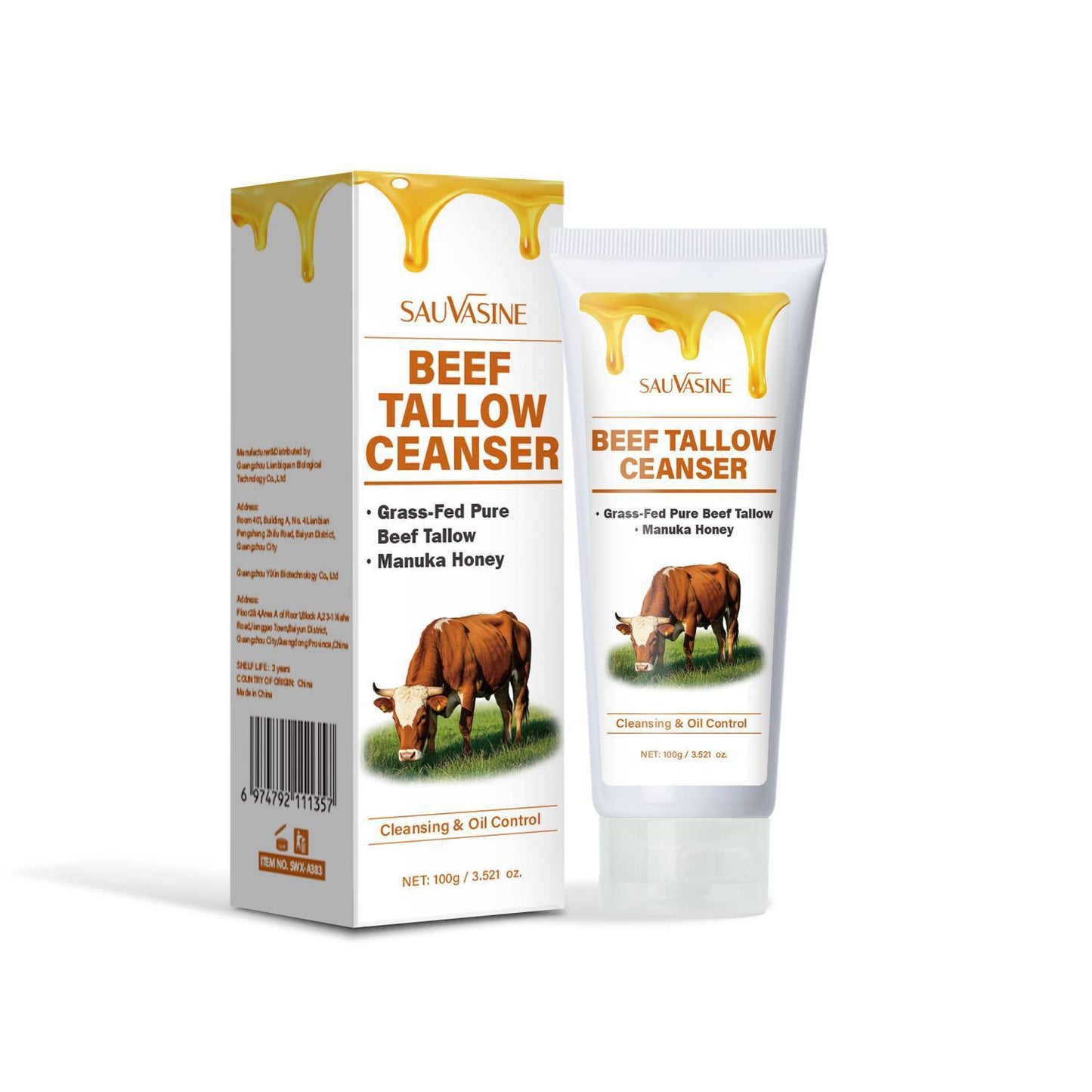 Beef Tallow Cleanser bottle with natural ingredients
