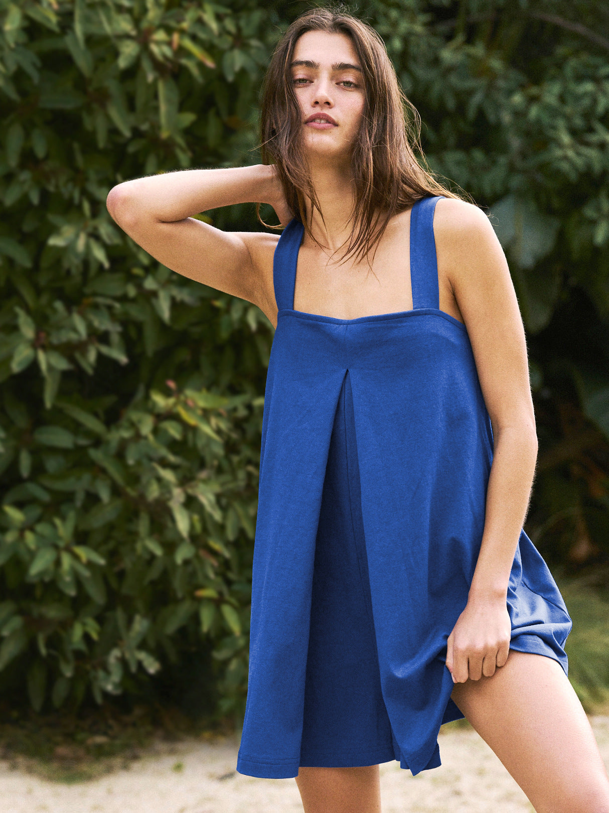pleated shorts romper soft stretch fabric
