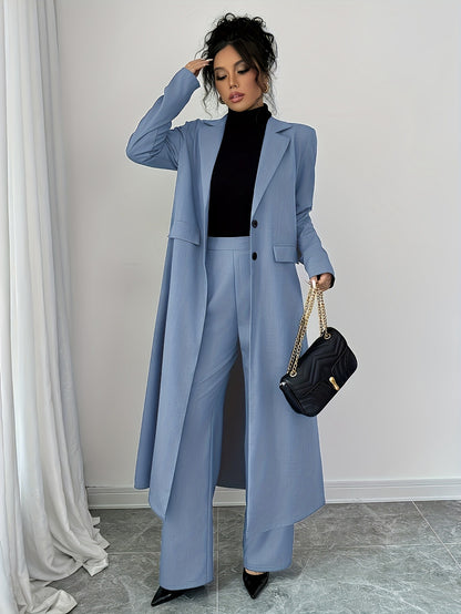 Long Tailored Coat & Wide-Leg Trouser Set