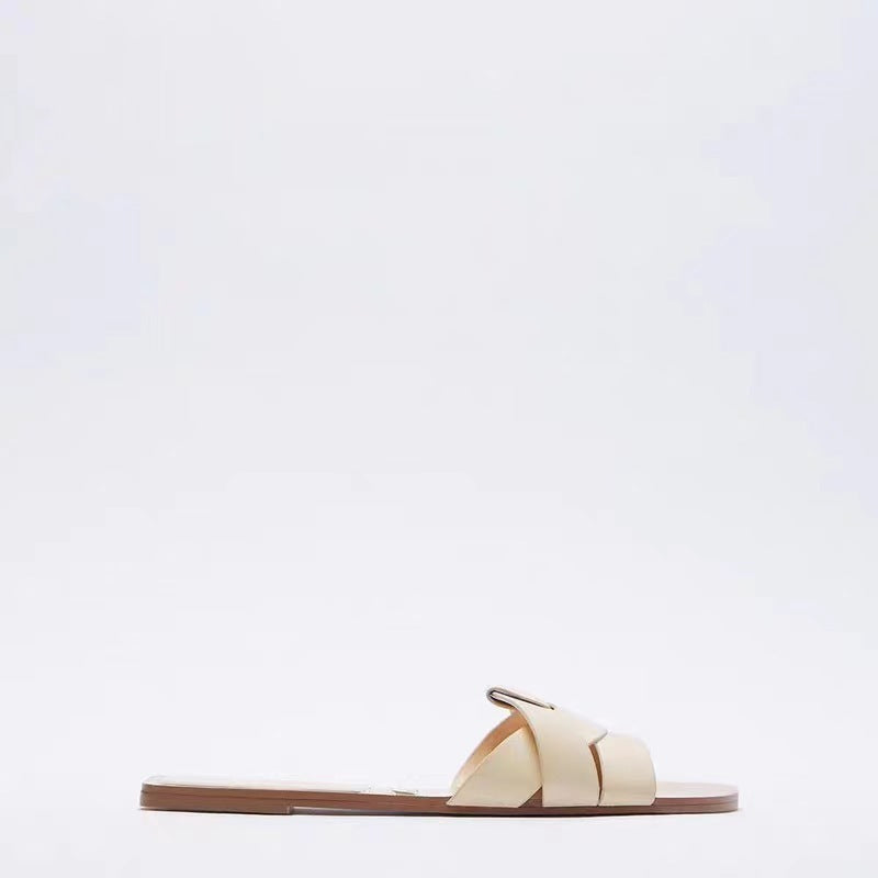 Summer women’s PU flat slippers with soft bottom
