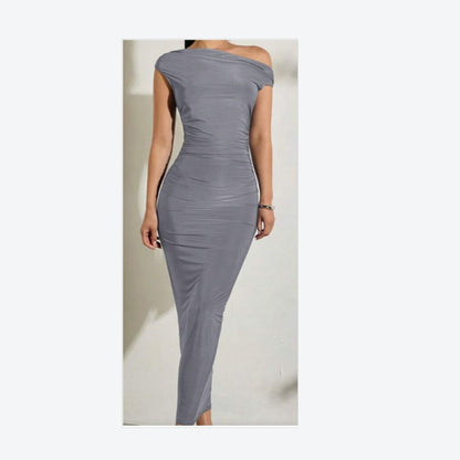 Off-Shoulder Ruched Mermaid Maxi Dress