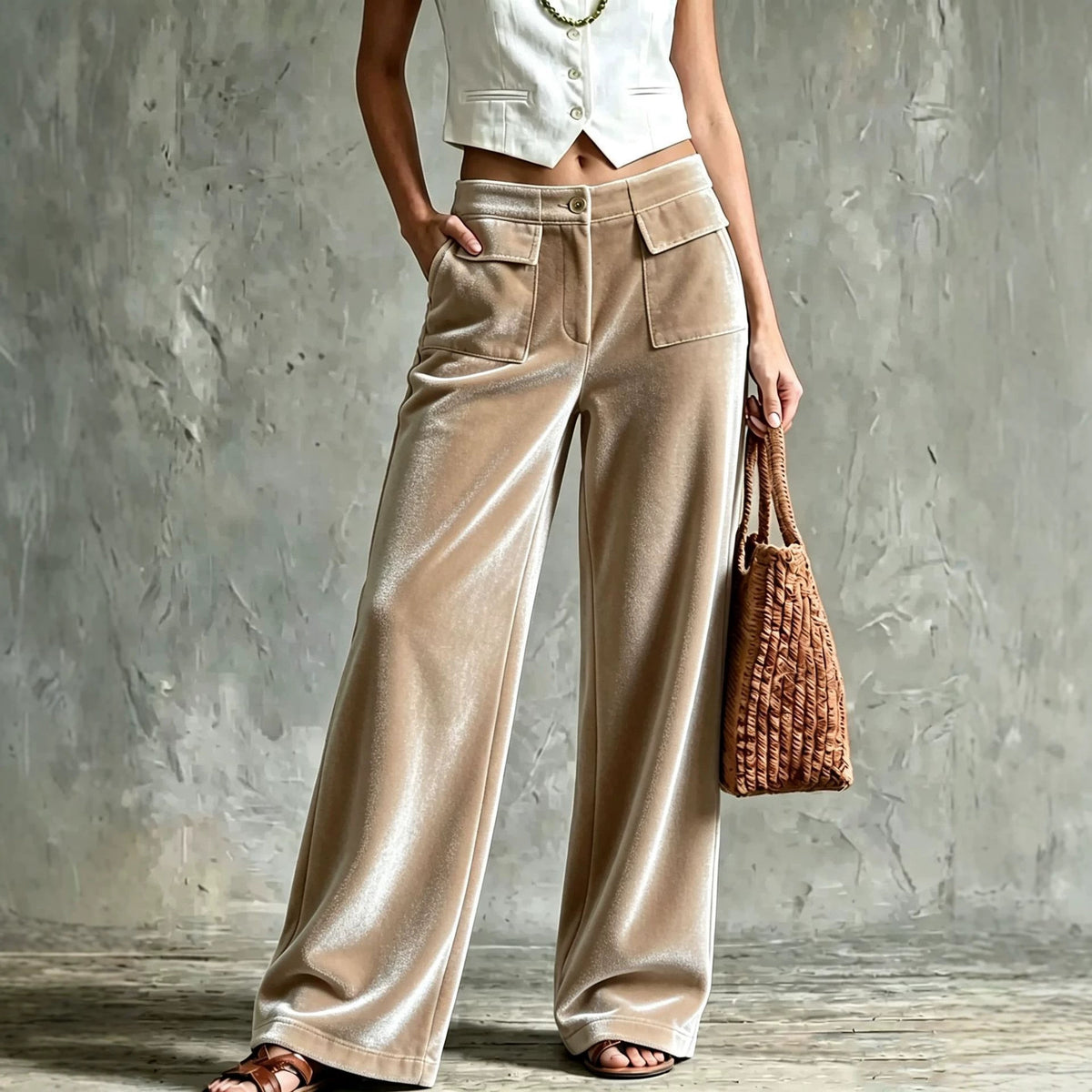 Autumnwinter Elegant Solid-color Velvet Trousers