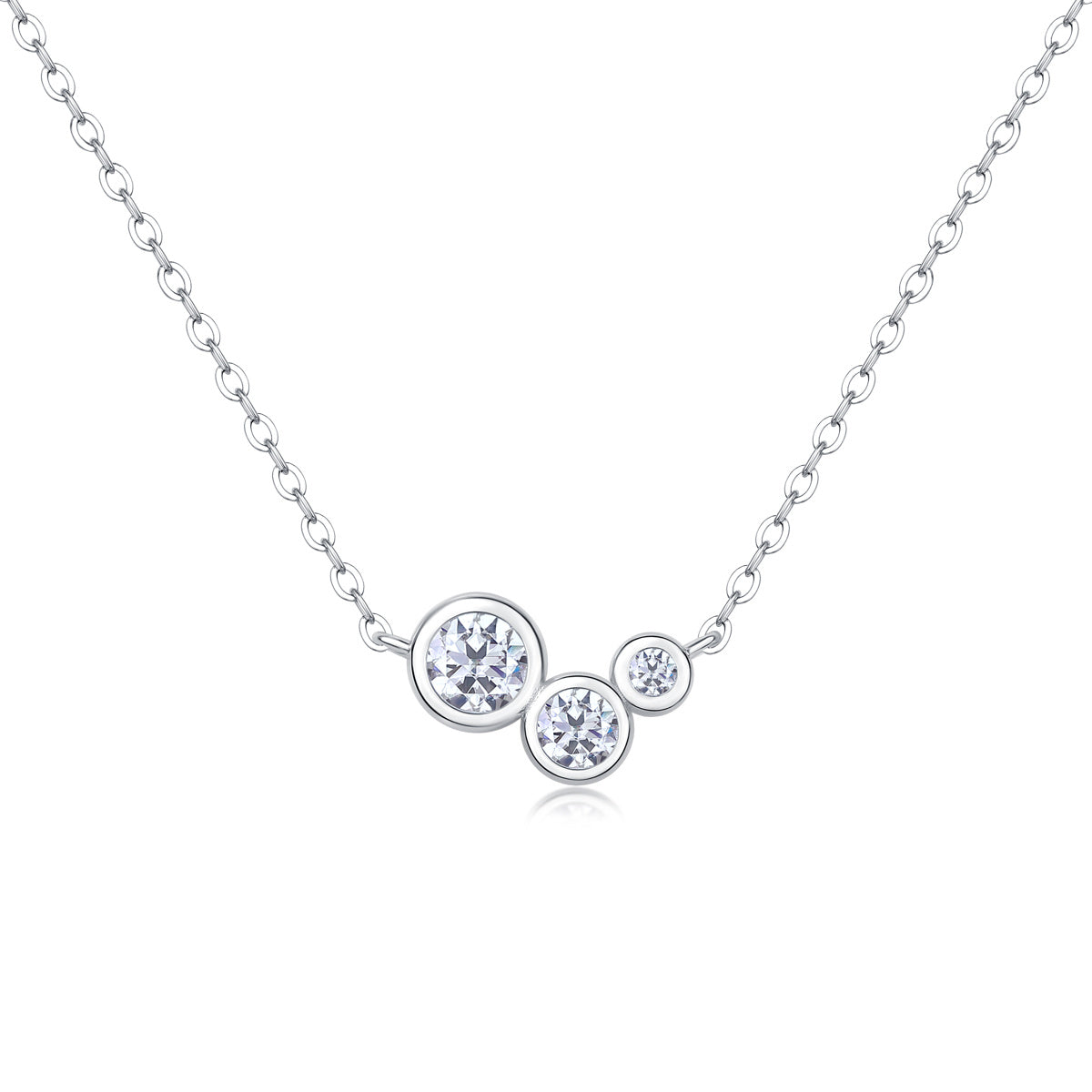 Silver necklace with three round gemstones 