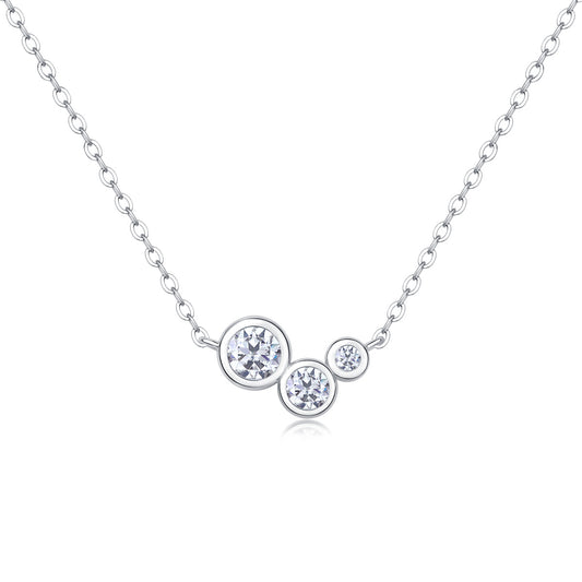 Silver necklace with three round gemstones 
