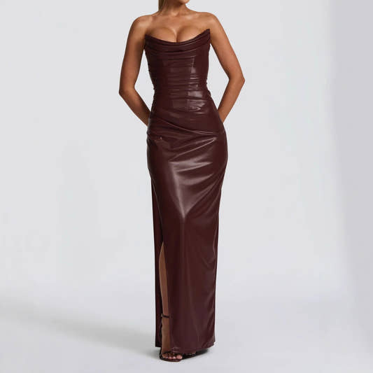 Tube Top Tie Side Slit dress from Uplift Luxe