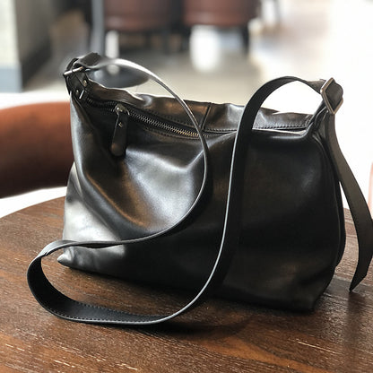 Slouchy Genuine Leather Shoulder Bag