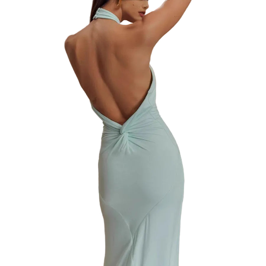  halter neck dress - backless floor-length gown for wedding and gala

