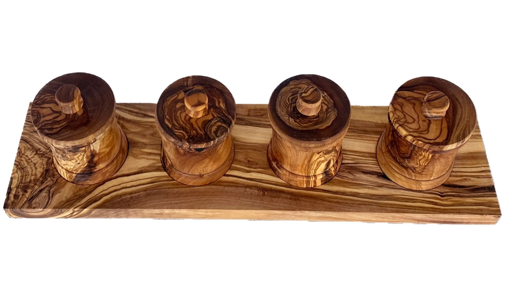 Wooden drink holder with four cylindrical cups made in usa by hand 