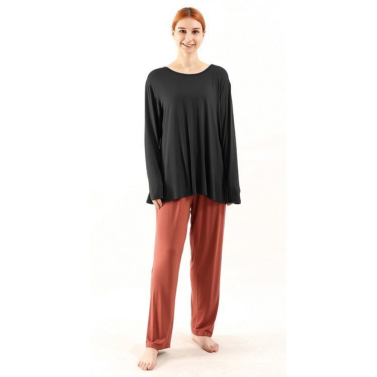Women's bamboo lounge suit plus size elastic waist pants long sleeve

