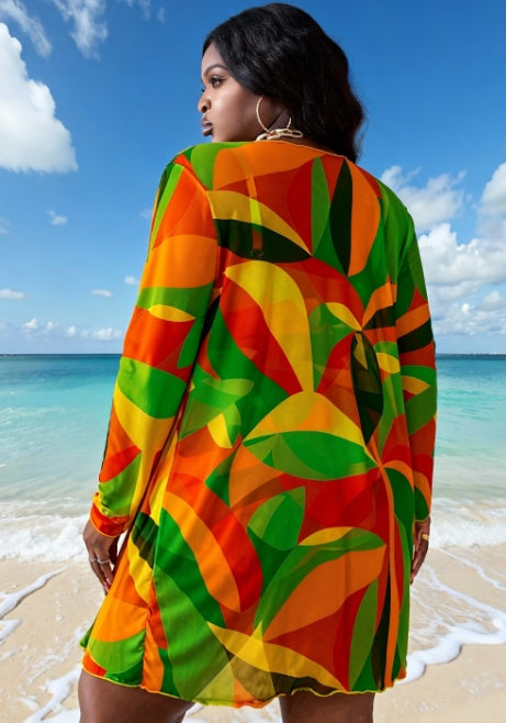 bold tropical 3 piece beach set plus size women

