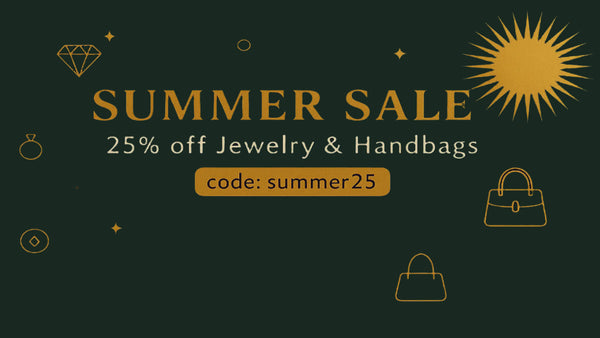25 percent off Summer sale advertisement on jewelry and handbag  at  https://www.upliftluxe.com 