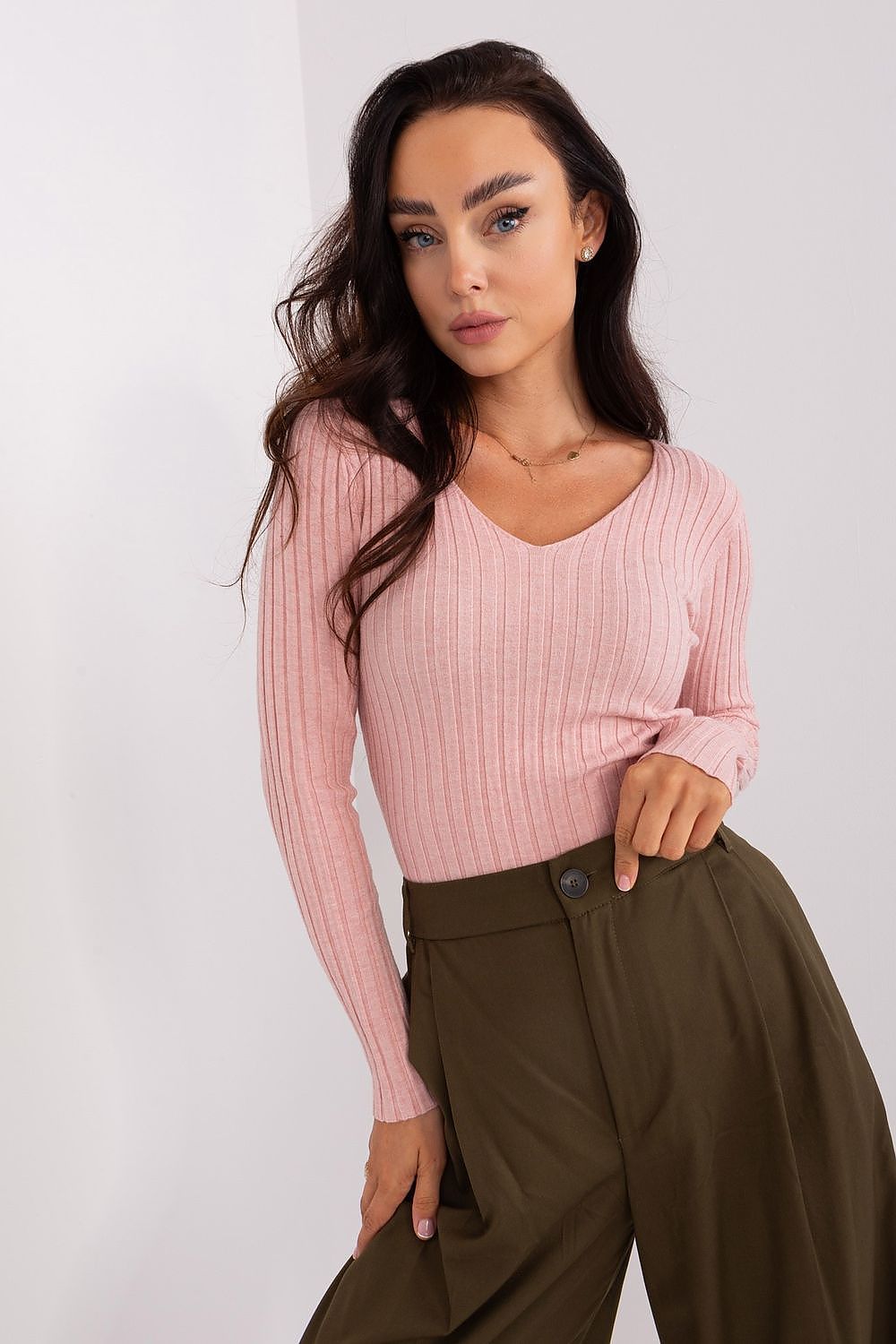 Blush Pink Holiday Ribbed Sweater