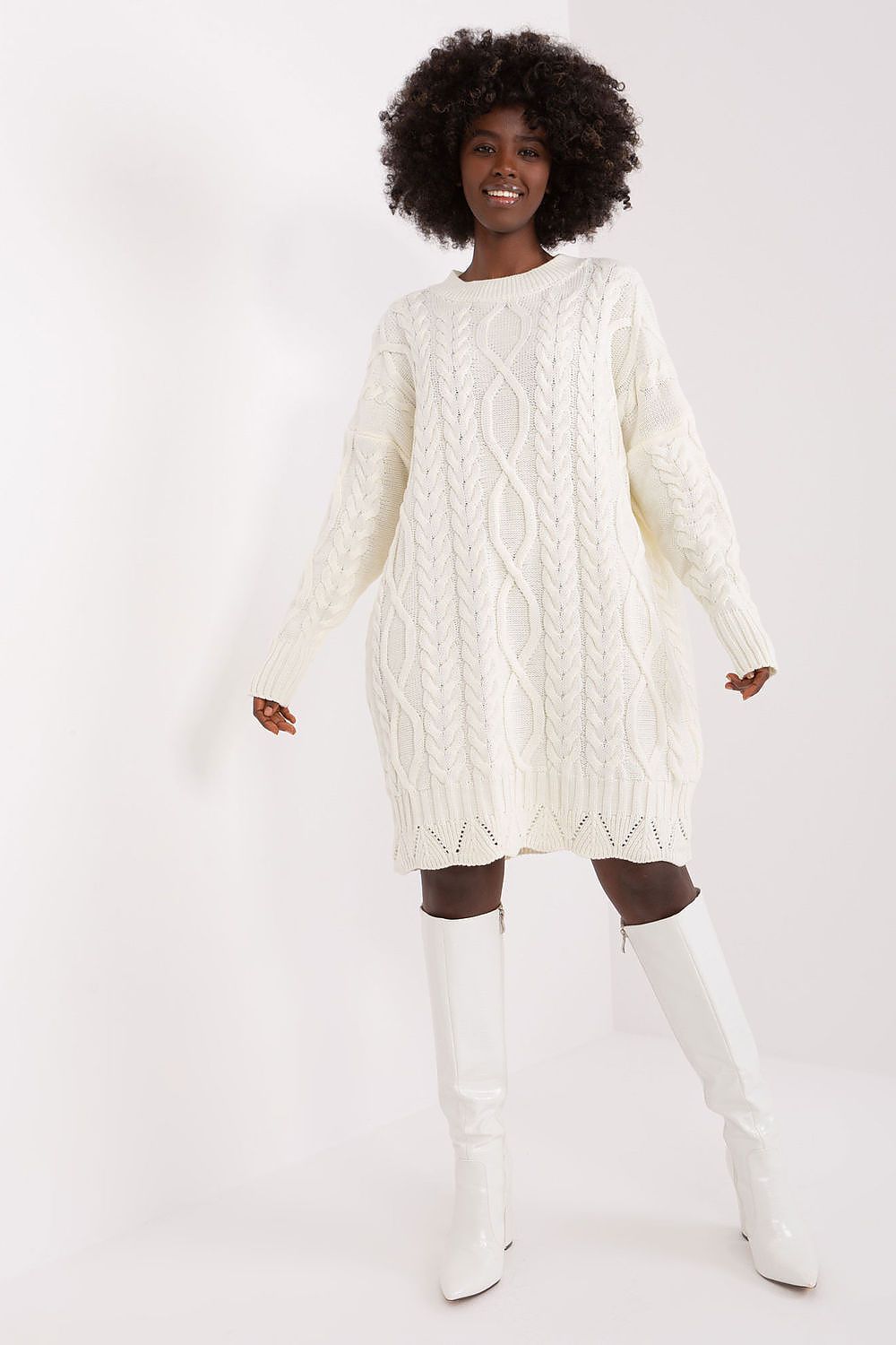 Ribbed knit pencil dress with turtleneck and sleeveless design