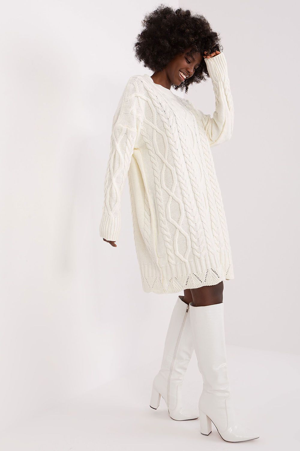 Women’s stretchy ribbed turtleneck dress ready for winter 