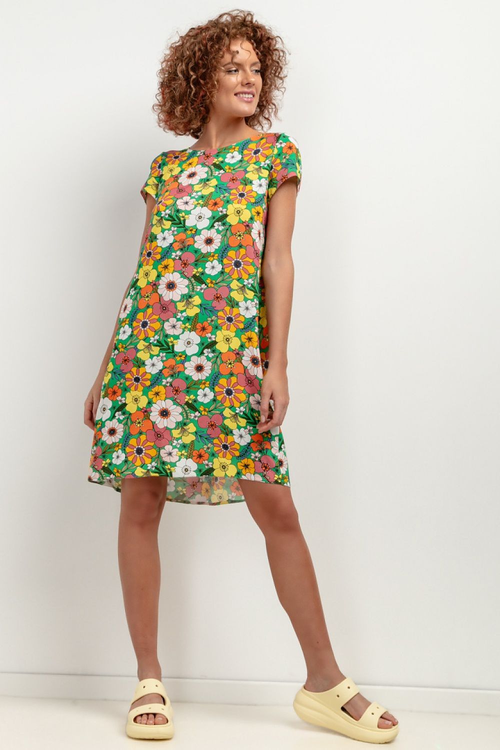 elegant printed viscose dress European fashion