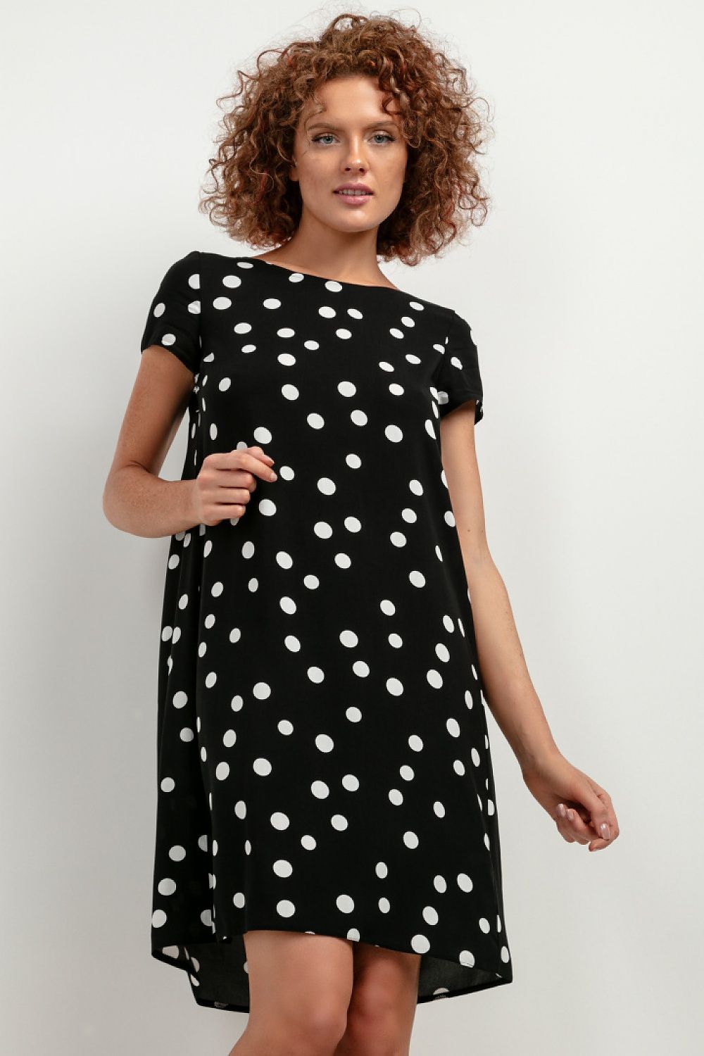 black dress with white polka dots 