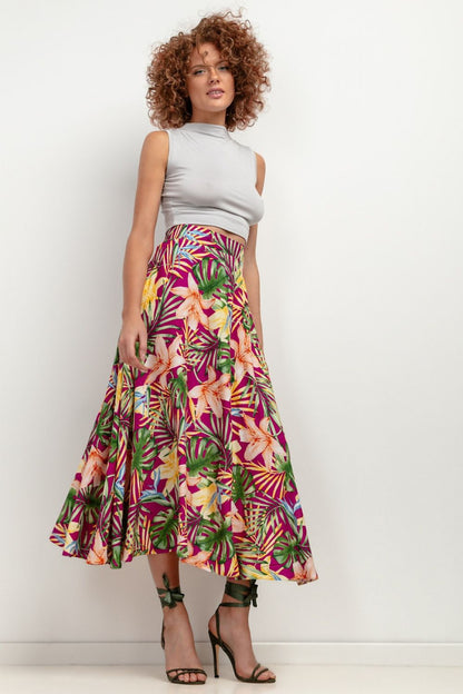 patterned viscose maxi skirt for women