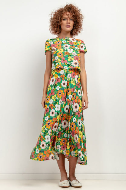 flowing viscose  floral skirt by Tessita European brand
