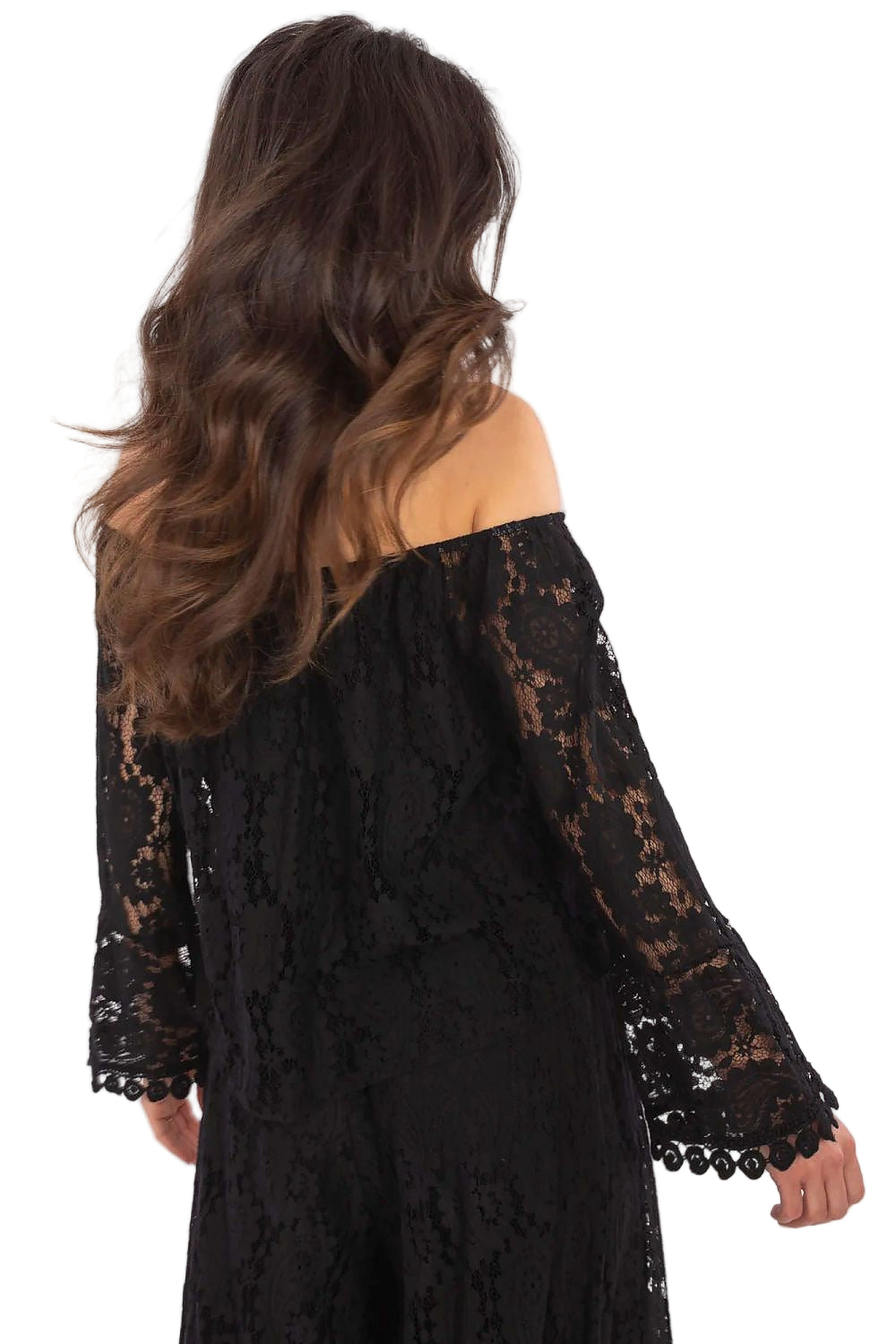 Black lace blouse  with long sleeves 