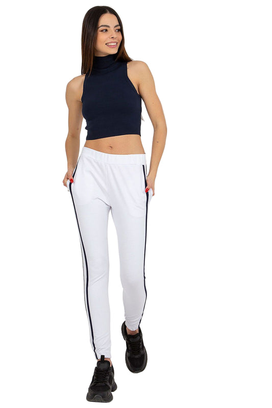 High-waisted casual-sporty sweatpants with side stripes