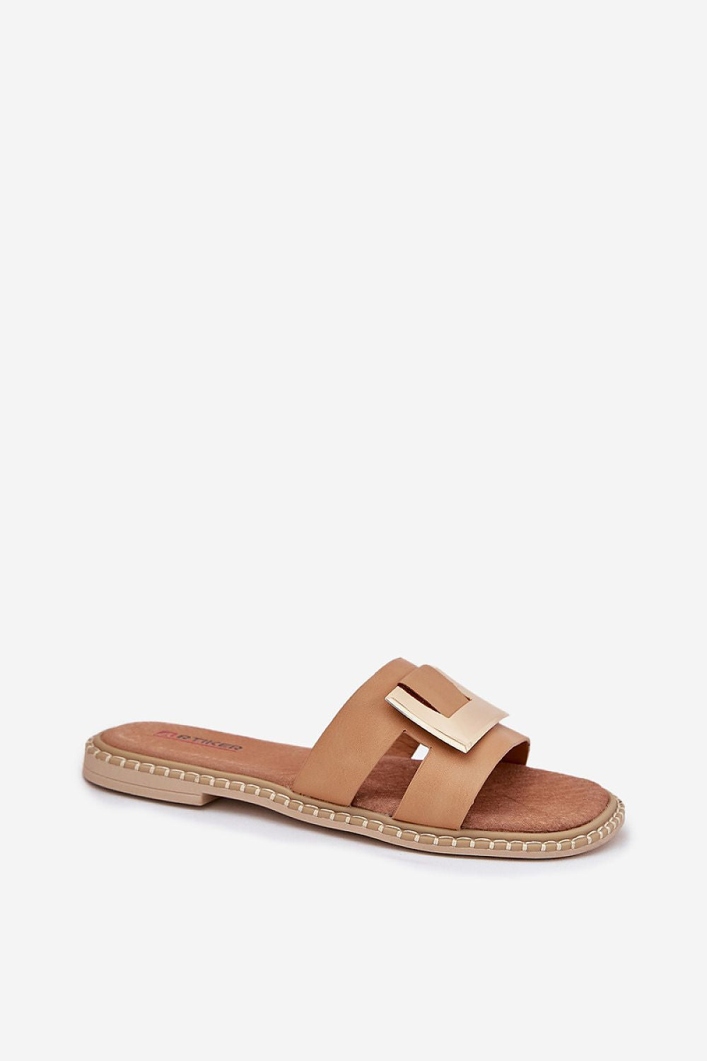 Tan sandal with a wooden sole 