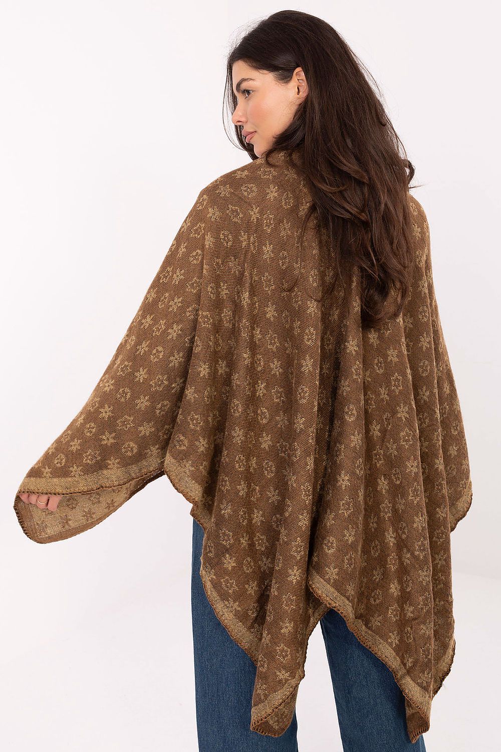 stylish and trending  brown patterned poncho 