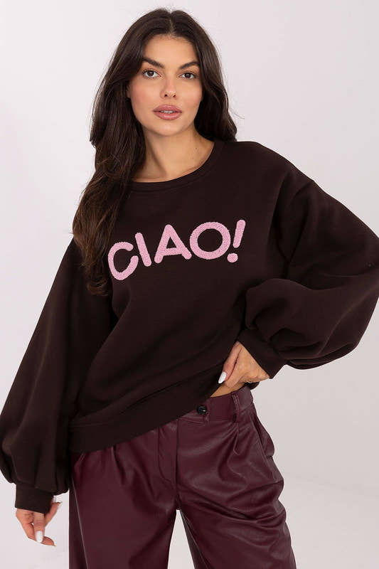 Brown Puff Sleeve Sweatshirt Rue Paris jewelry from Uplift Luxe