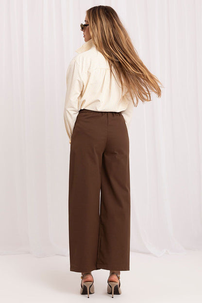 High-Waist Pleated Culottes with Belt