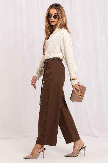 High-Waist Pleated Culottes with Belt