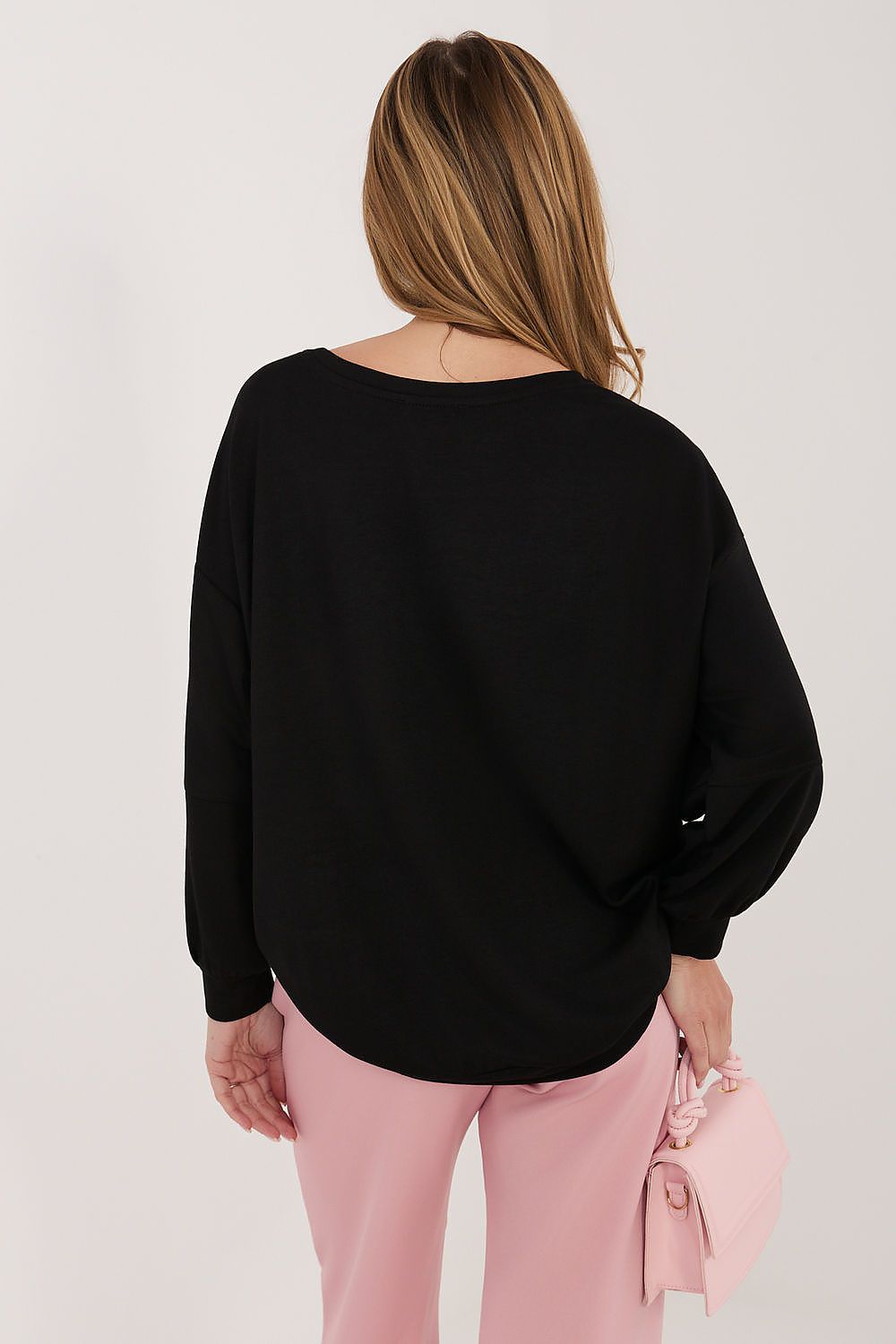 Embroidered Oversized Sweatshirt – Black – view 3