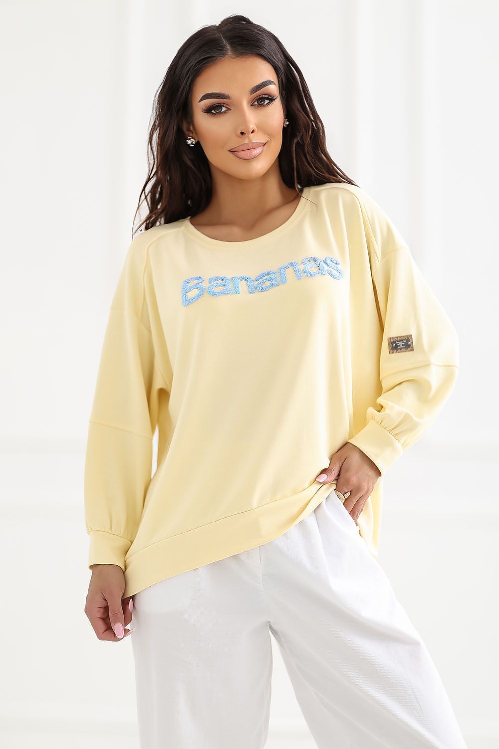 Embroidered Oversized Sweatshirt – Yellow in Yellow