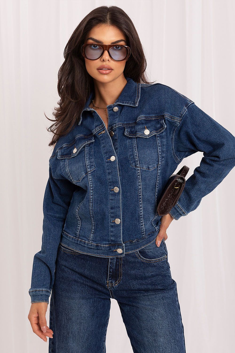 Classic Stretch Denim Jacket in Blue