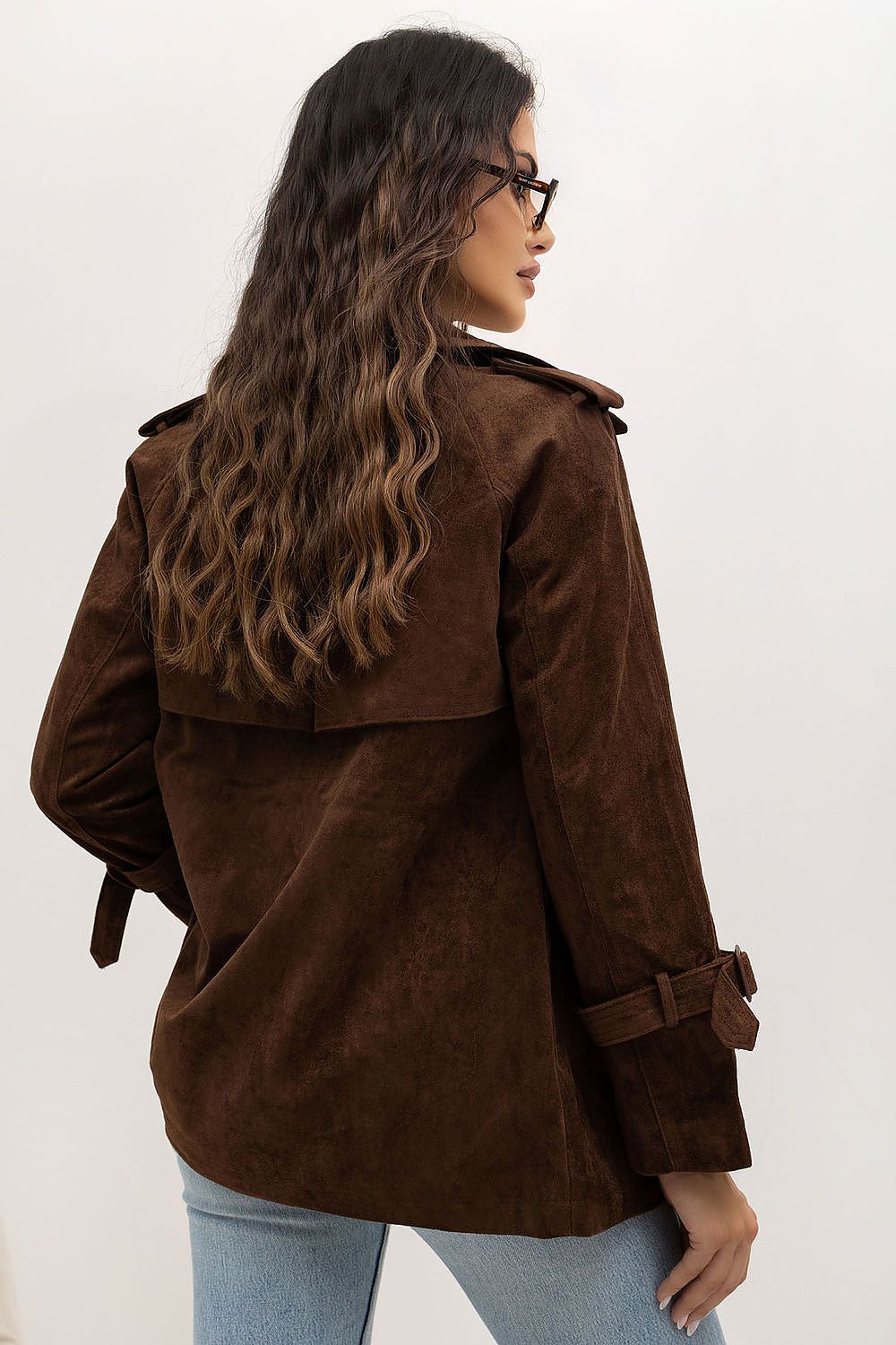 Faux Suede Double-Breasted Short Coat – view 3